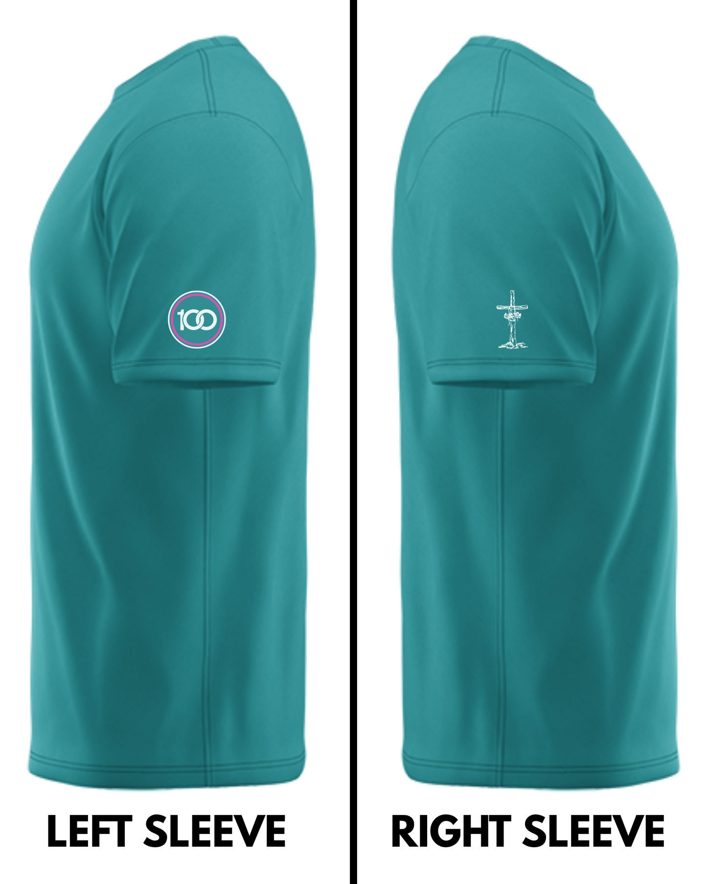 Collegiate 100 Locker Tee, A4 Teal/Pink