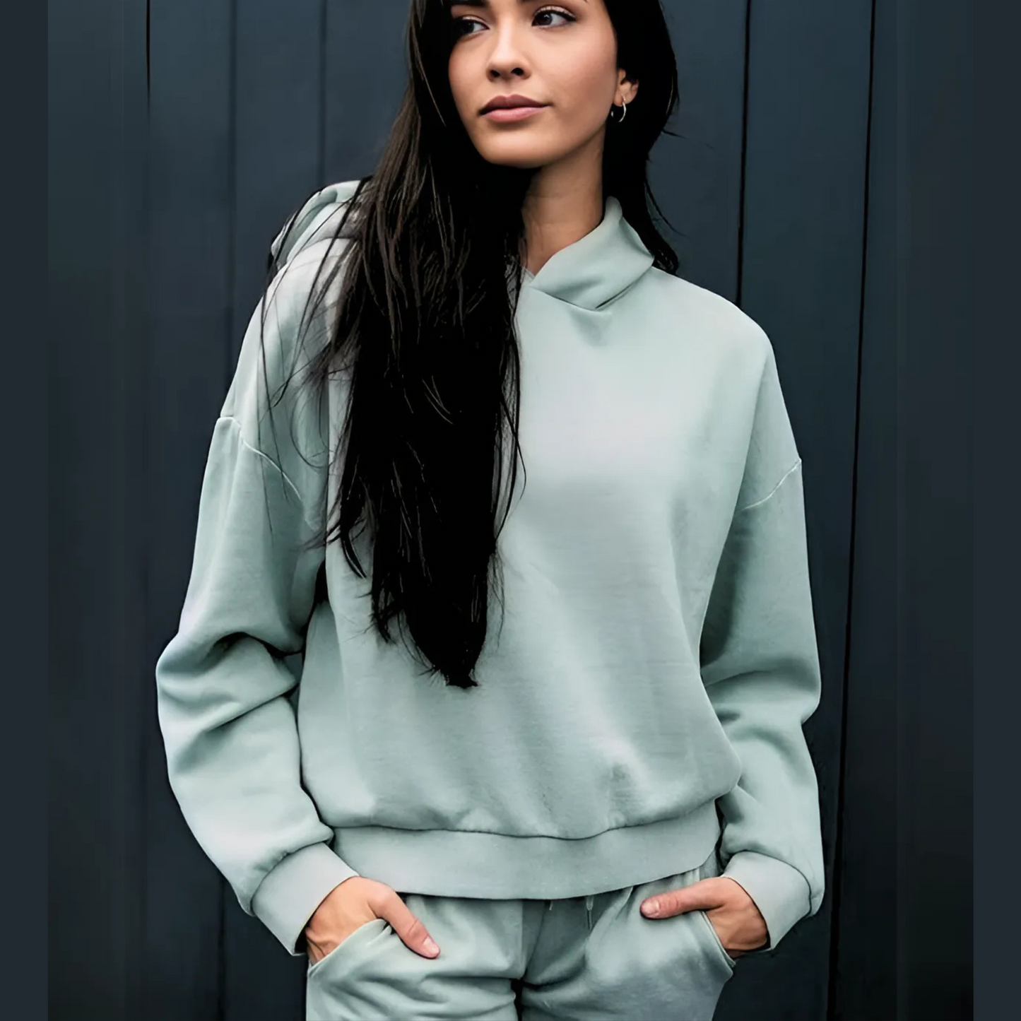 Fleece Hoodie and Shorts Set, Sage