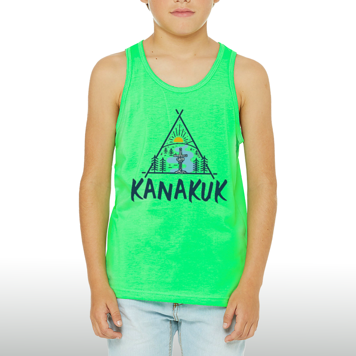 Youth Teepee Tank, Neon Green
