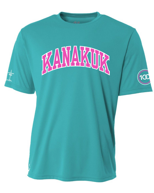 Collegiate 100 Locker Tee, A4 Teal/Pink