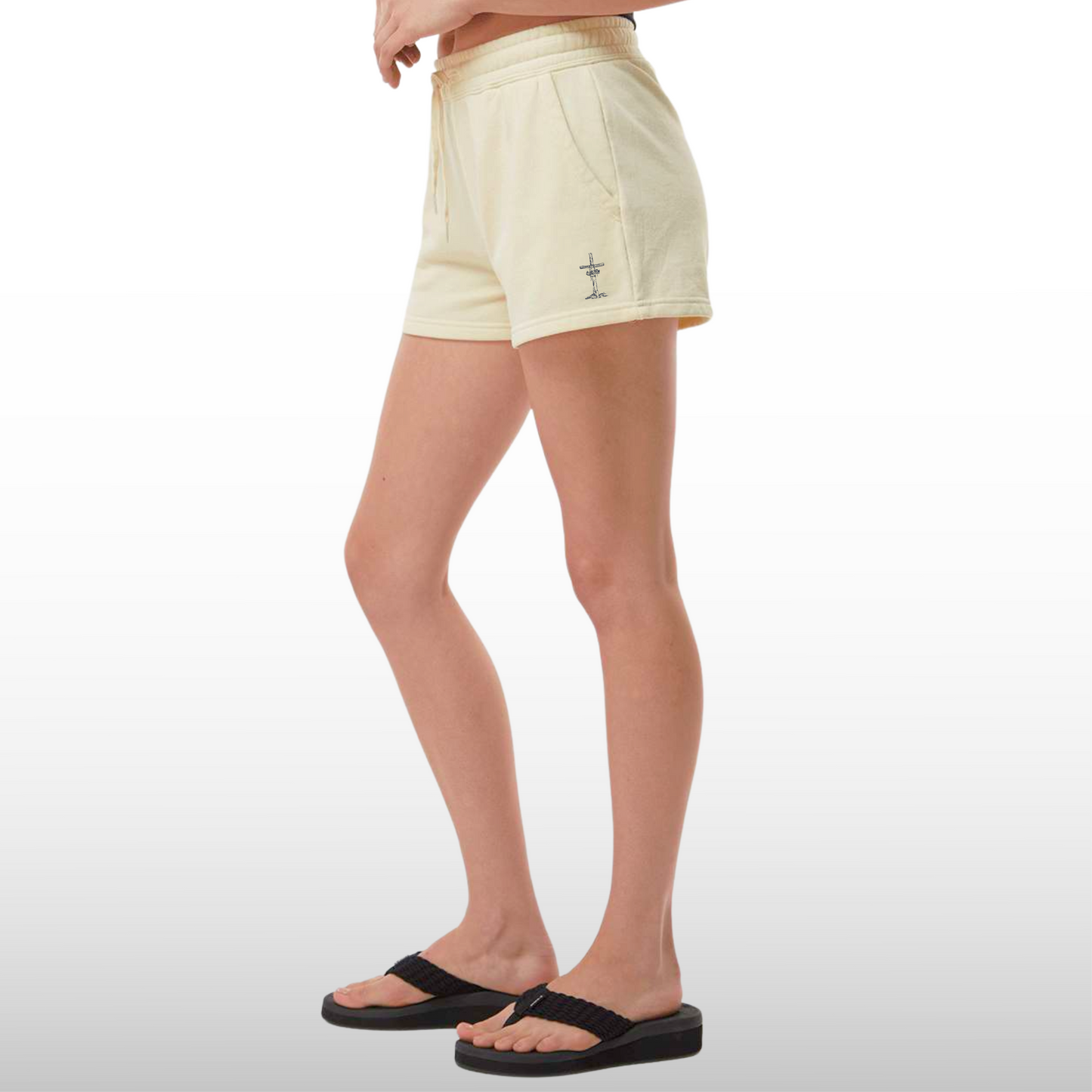 Womens Lightweight Fleece Shorts, Bone
