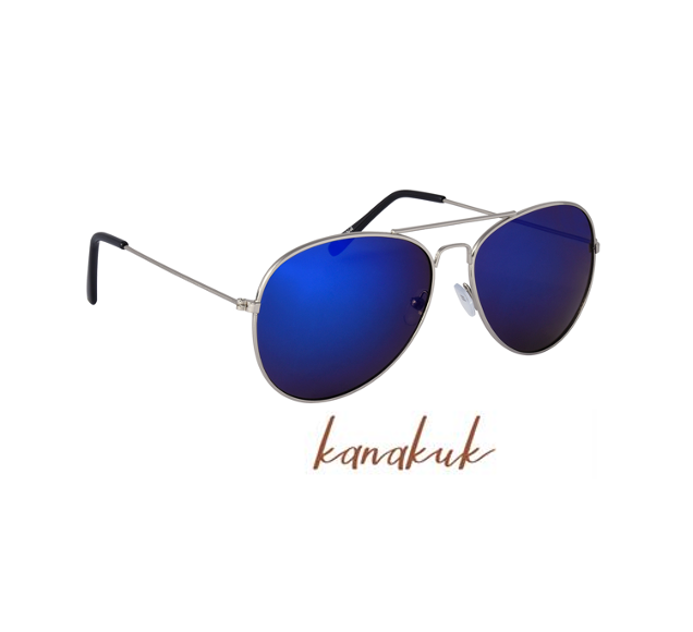 Aviator Mirrored Sunglasses, Blue